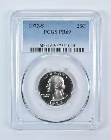 1972-S Washington Quarter PR69 PCGS Blue Label