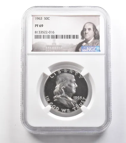 1963 Franklin Half Dollar PF69 NGC INSANE Cameo? +++ a0932