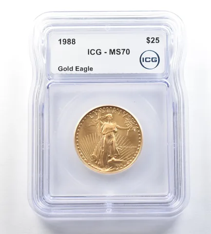 1988 $25 American Gold Eagle 1/2 Oz Gold MS70 ICG MCMLXXXVIII