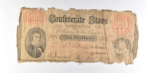 1861 $10 Confederate States Of America T-24 Large Note a8556
