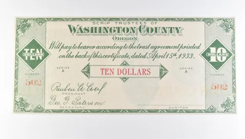 1933 $10 Washington County OR Scrip *9769