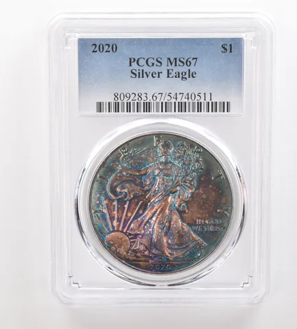 2020 American Silver Eagle MS67 PCGS Beautiful Tone *3262