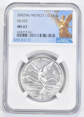 2002 Mexico 1/2 Onza MS67 Libertad Mexican NGC
