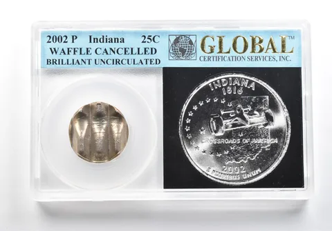 2002-P Washington State Quarter Indiana Waffle Cancelled BU *6872