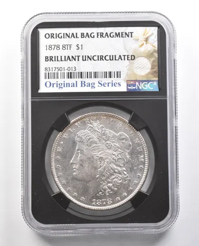 1878 8TF Morgan Silver Dollar Original Bag Fragment BU NGC *4374