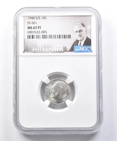 1948-S/S Roosevelt Dime FS-501 MS67 FT NGC a3901
