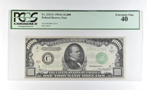 1934 A $1000 Philadelphia PA FRN Fr#2212-C Extremely Fine 40 PCGS *0372