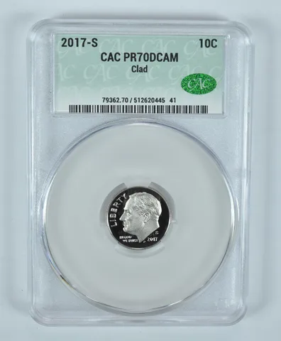 2017-S Roosevelt Dime CLAD PR70 DCAM CAC CACg