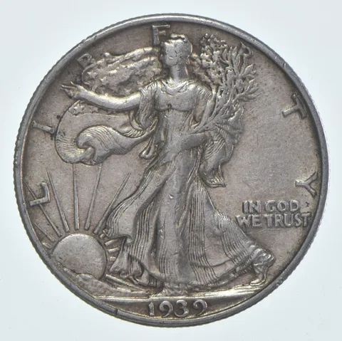 AU 1939-S Walking Liberty Half Dollar Almost Unc 90% Silver (1pc)