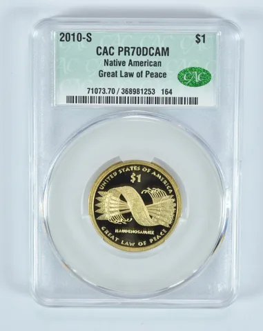 2010-S Sacagawea $1 Native American Great Law Of Peace PR70 DCAM CAC CACg