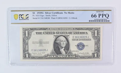 1935 G $1 Silver Certificate No Motto Fr#1616 Gem Unc 66 PPQ PCGS