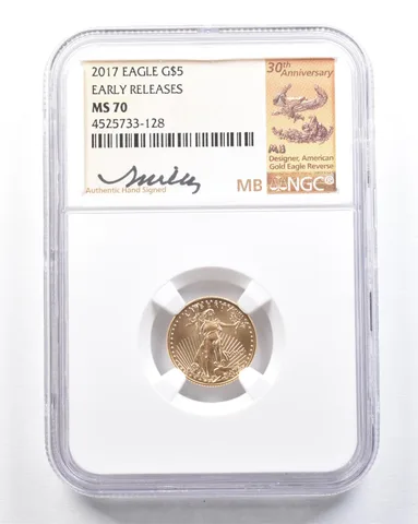 2017 $5 American Gold Eagle MB Early Releases 1/10 Oz Gold MS70 NGC *2098