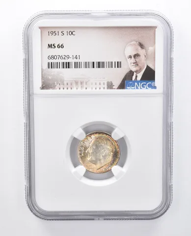 1951-S Roosevelt Dime MS66 NGC Beautiful Tone *7963
