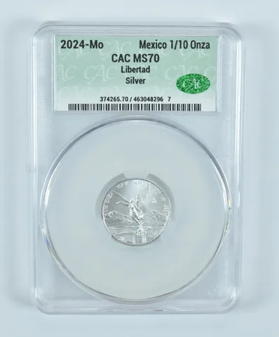 2024 Mo Mexico 1/10 Onza Silver Libertad MS70 CAC CACg