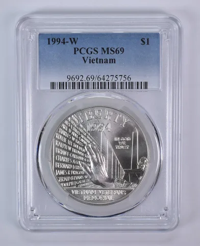 1994-W Vietnam Commemorative Silver Dollar MS69 PCGS Blue Label