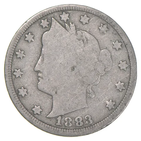 1883 G/VG Liberty V Nickel - NO CENTS - 1st Year Issue