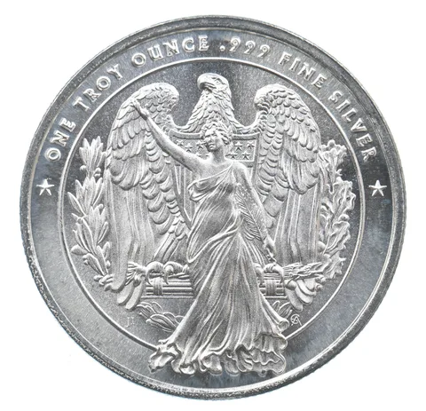 VINTAGE Art Bar/Round US Strategic Stockpile 1 Oz. .999 Silver 1 T Oz *197