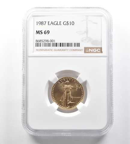 1987 $10 American Gold Eagle 1/4 Oz MS69 NGC