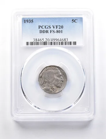 1935 Indian Head Buffalo Nickel DDR FS-801 VF20 PCGS *7692