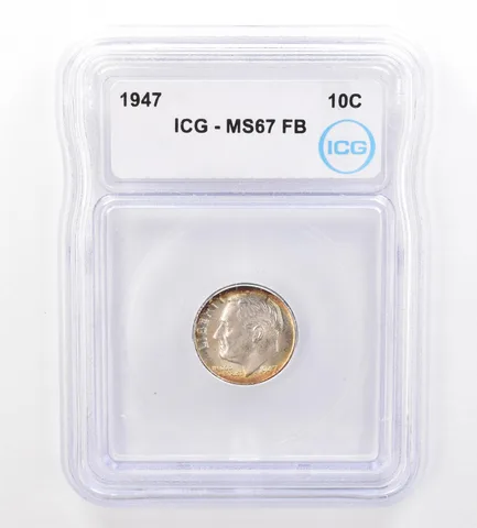 1947 Roosevelt Dime MS67 FB ICG Beautiful Tone *7313