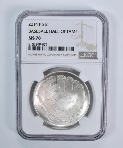 2014-P Baseball Hall Of Fame Commemorative Silver Dollar MS70 NGC