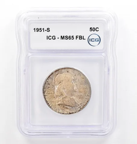 1951-S Franklin Half Dollar MS65 FBL ICG Beautiful Tone *0224