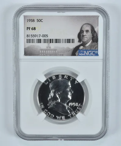 1958 Franklin Half Dollar PF68 NGC Great Almost Cameo Contrast a9165