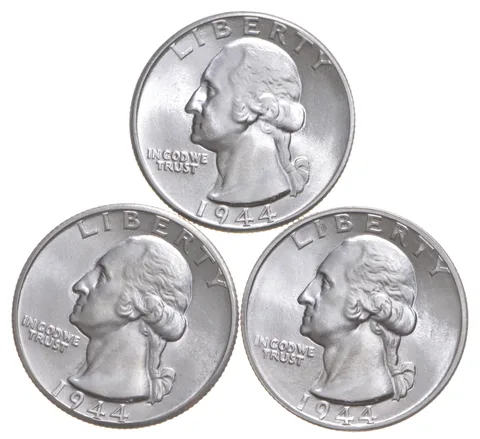 Choice Unc 1944 P+D+S Washington Quarter Gem BU Collection Lot Set