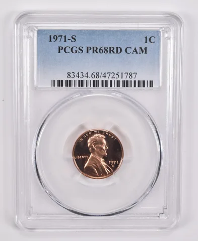 1971-S Lincoln Memorial Cent PR68 RD CAM PCGS Blue Label