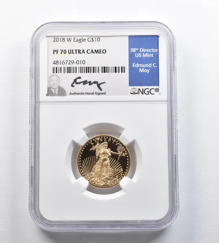 2018-W $10 American Gold Eagle 1/4 Oz Gold PF70 UCAM NGC Moy *0606