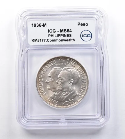 1936 M Philippines Peso Commonwealth KM#177 MS64 ICG *2020