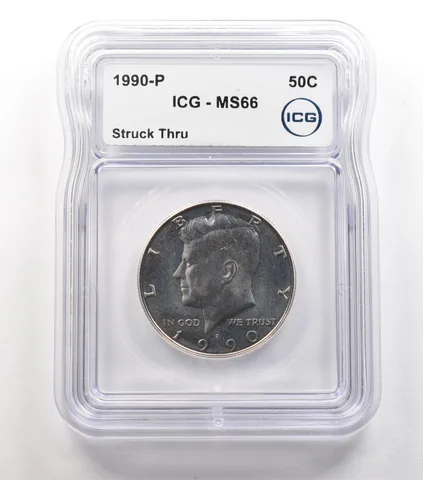 1990-P Kennedy Half Dollar Struck Thru MS66 ICG *6733