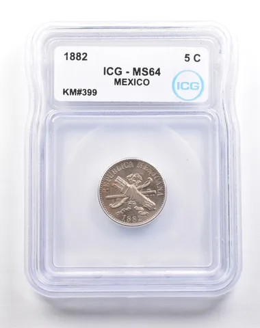 1882 Mexico 5 Centavos KM#399 MS64 ICG *5493