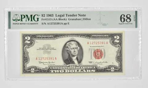 $2 1963 US Tender Red Seal PMG 68 EPQ Superb GEM UNC Fr#1513 (AA Block) a0995