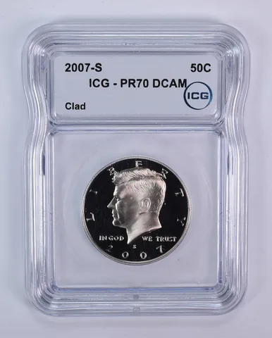 2007-S Kennedy Half Dollar CLAD PR70 DCAM ICG