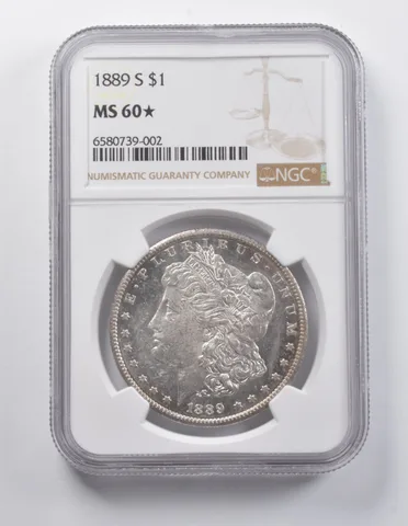 MS60* STAR 1889-S Morgan Silver Dollar NGC a7033