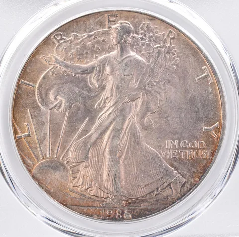 1986 American Silver Eagle MS63 PCGS Beautiful Tone *1499