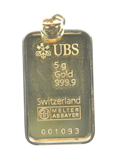 5 Gram Gold Bar UBS W/ 1 Gram Gold Bezel *5079