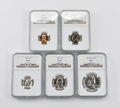 (5) 1956 Proof Lincoln/Jefferson/Roosevelt/Washington/Franklin T2 PF67 NGC *5785