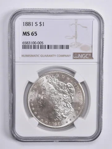1881-S Morgan Silver Dollar MS65 NGC Brown Lbl