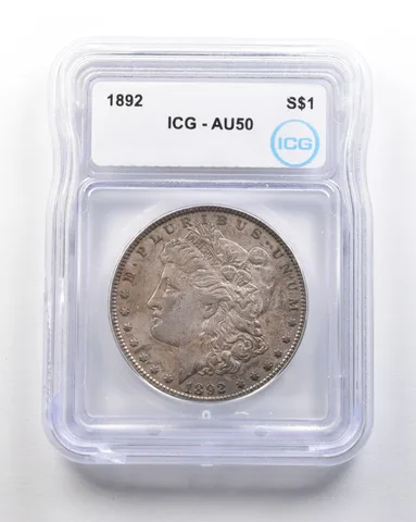 1892 Morgan Silver Dollar AU50 ICG *1609