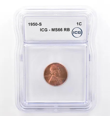 1950-S Lincoln Wheat Cent MS66 RB ICG Beautiful Tone a7692