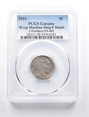 1921 Indian Head Buffalo Nickel 2 Feathers FS-401 Genuine PCGS *7694