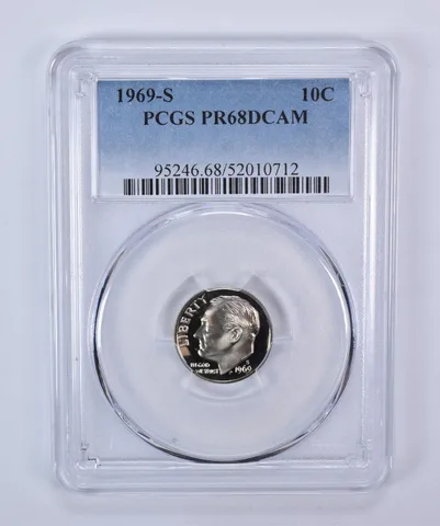 1969-S Roosevelt Dime PR68 DCAM PCGS Blue Label