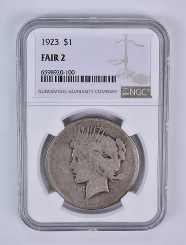 1923 Peace Silver Dollar Fair 2 NGC Lowball