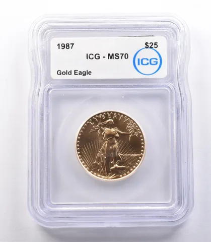 1987 $25 American Gold Eagle 1/2 Oz Gold MS70 ICG MCMLXXXVII
