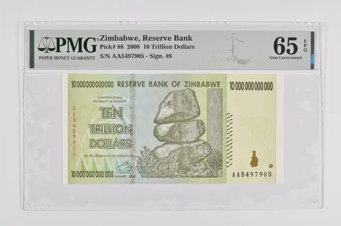 2008 Zimbabwe 10 Trillion Reserve Note Pick #88 PMG 65 EPQ PMG Graded