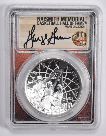 2020-P GEORGE GERVIN SIGNED Basketball HOF Commemorative Dollar PR70 PCGS
