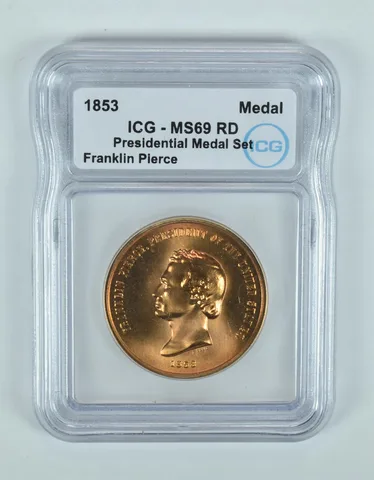 (1853) Presidential Medal Set Franklin Pierce MS69 RD ICG