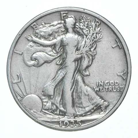 XF/AU 1935-S Walking Liberty Half Dollar Polished 90% Silver